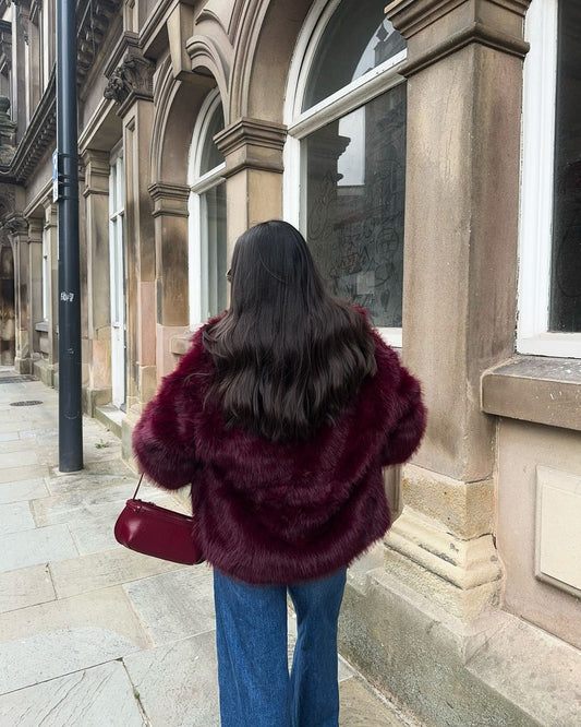 Women's Faux Fur Coat Burgundy