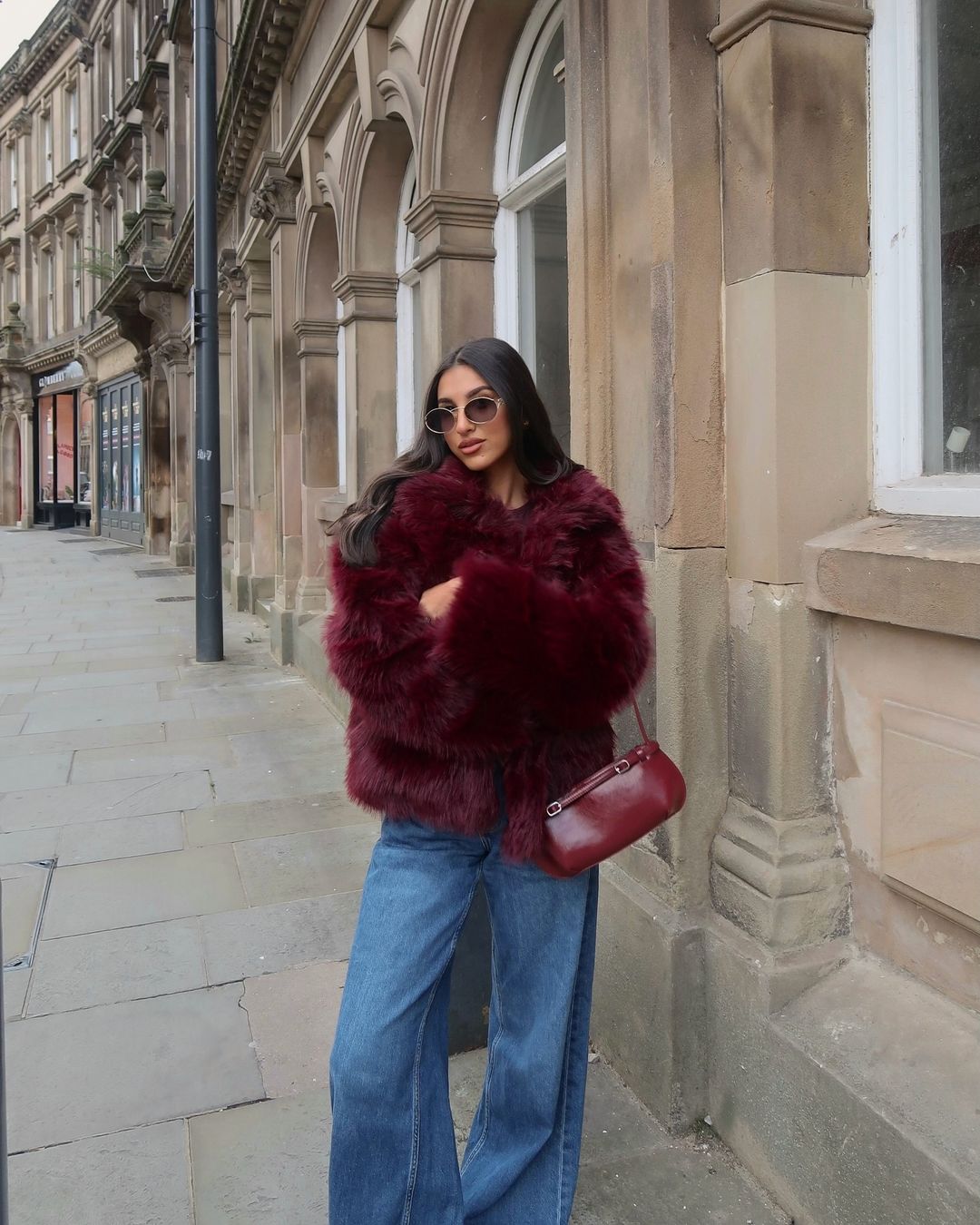 Women's Faux Fur Coat Burgundy