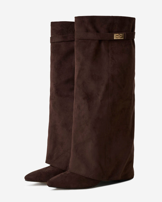 Lavista Suede Knee High Boots Dark Brown