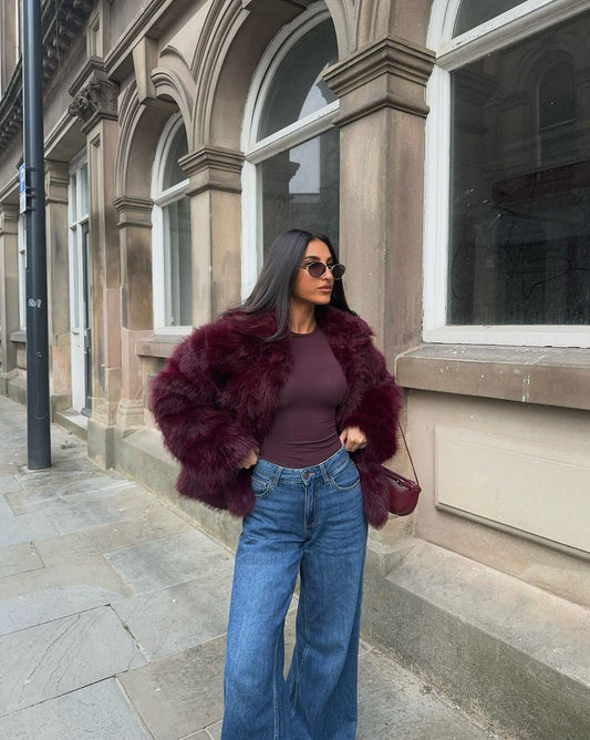 Women's Faux Fur Coat Burgundy