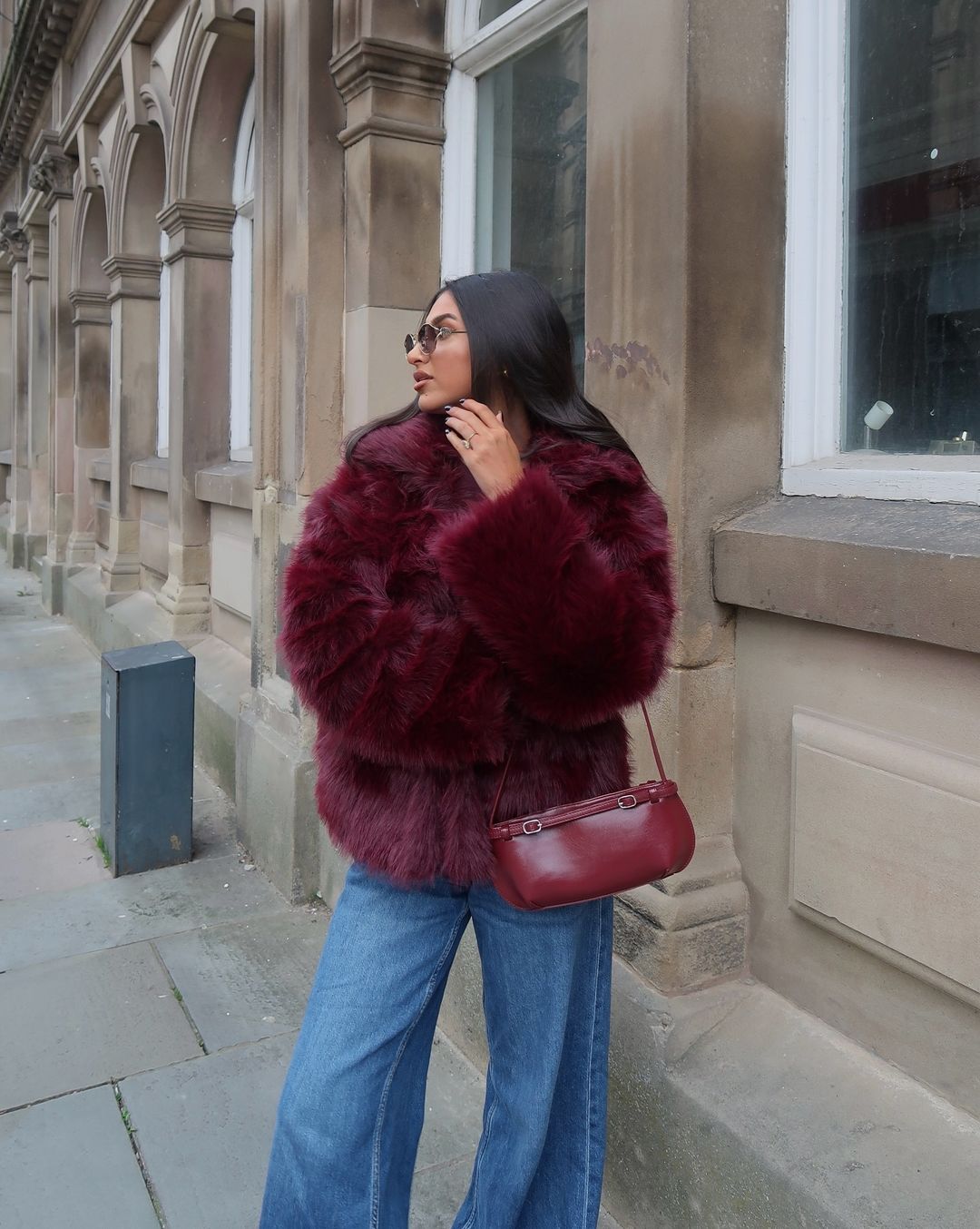 Women's Faux Fur Coat Burgundy