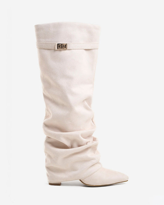 Lavista Slouchy Suede Knee High Boots Creamy