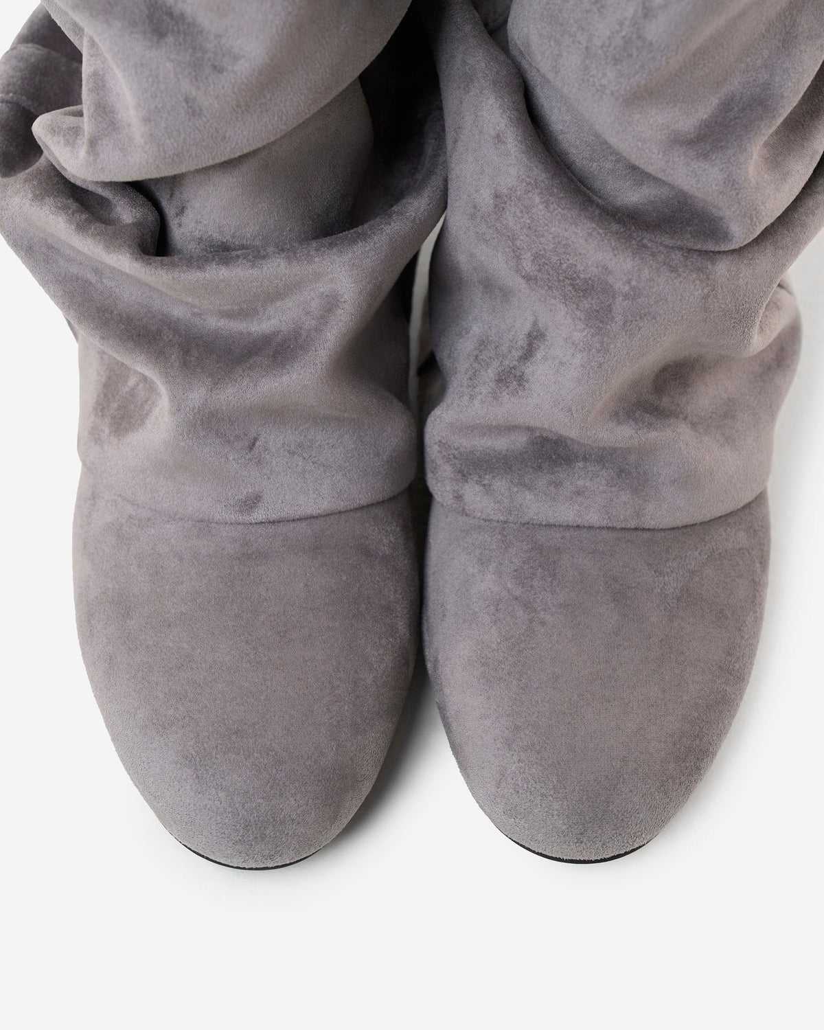 Women's Slouchy Suede Boots Rounded Toe Grey