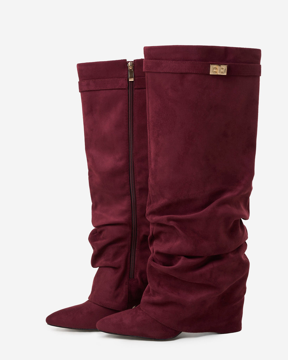 Lavista Suede Knee High Boots Burgundy
