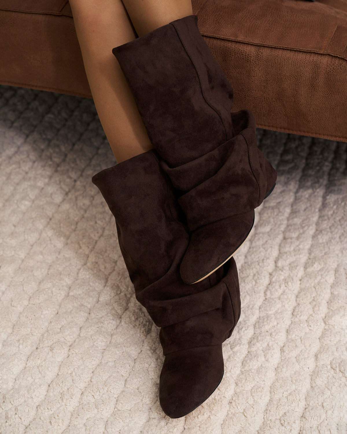 Women's Emilia Slouchy Suede Boots Dark Chocolate