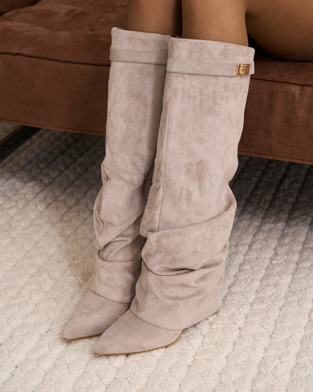 Women's Lavista Slouchy Suede Knee High Boots Taupe