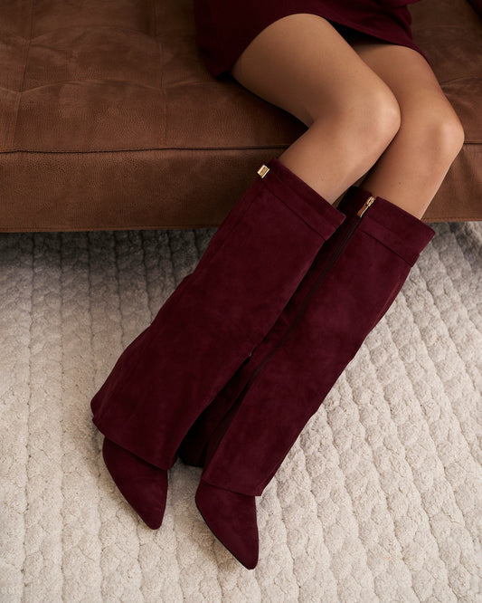 Women's Lavista Suede Knee High Boots Burgundy