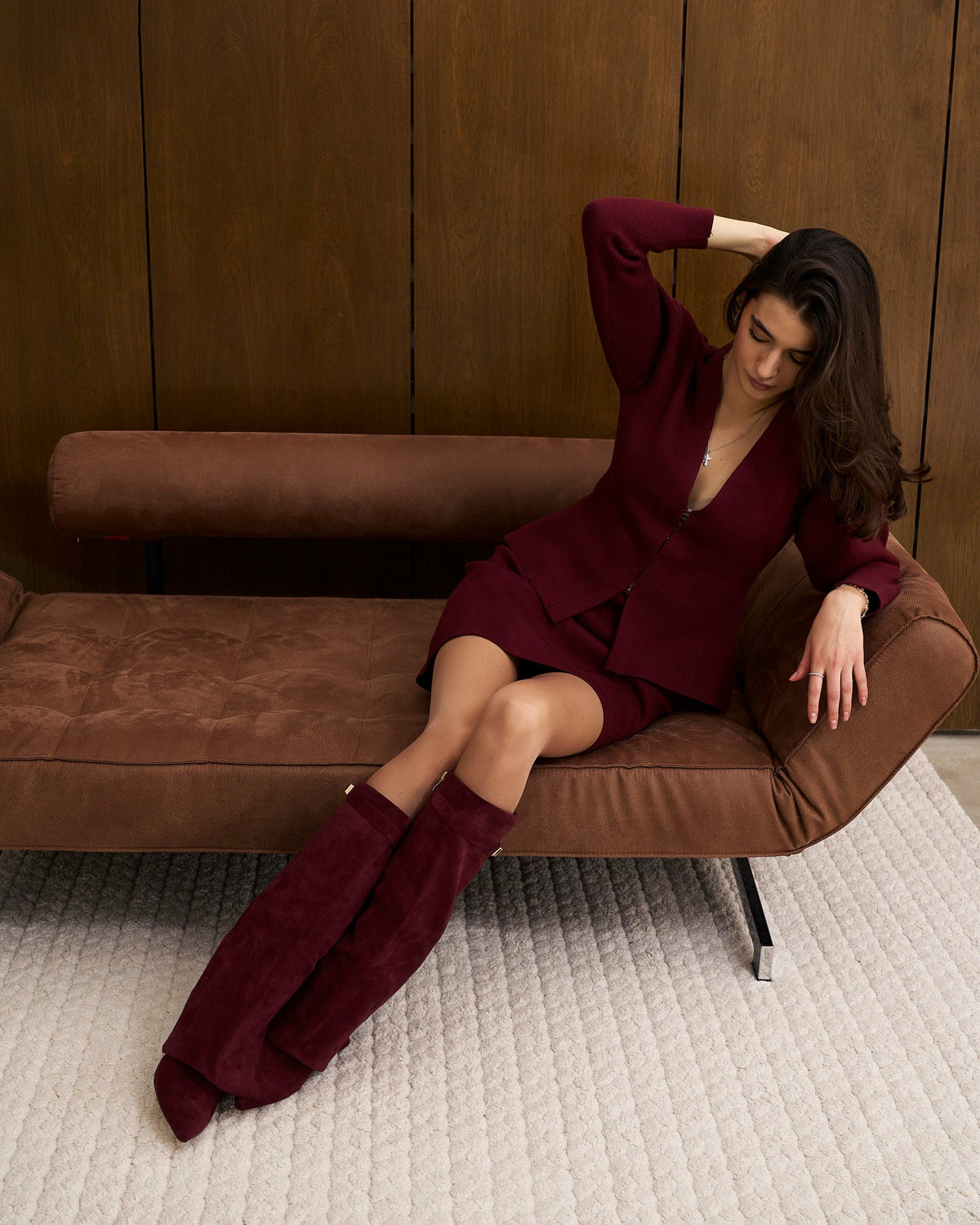 Women's Lavista Suede Knee High Boots Burgundy