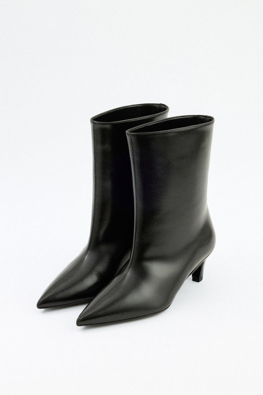 Women's Aria Leather Ankle Boots Pointed Toe Black
