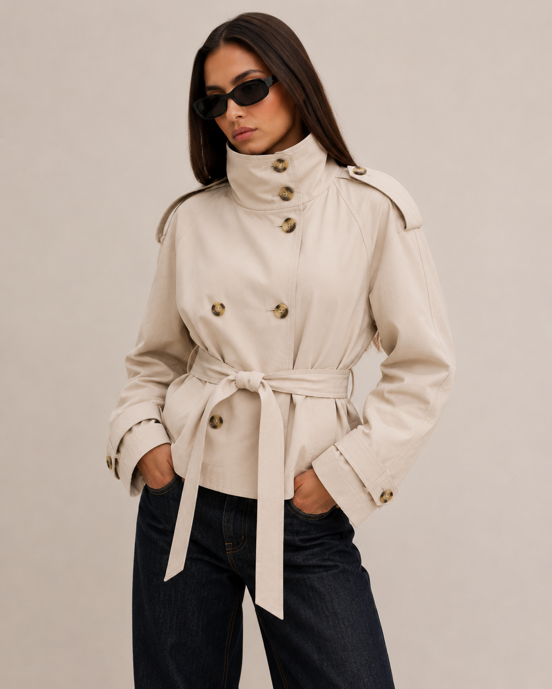 Women's Inès Lace-Up Double-Breasted Trench Jacket