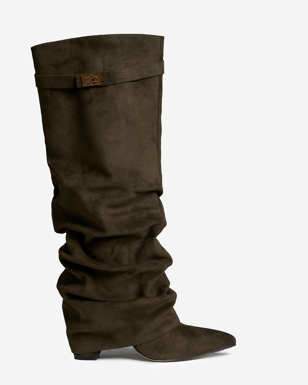 Lavista Slouchy Suede Knee High Boots Olive Green