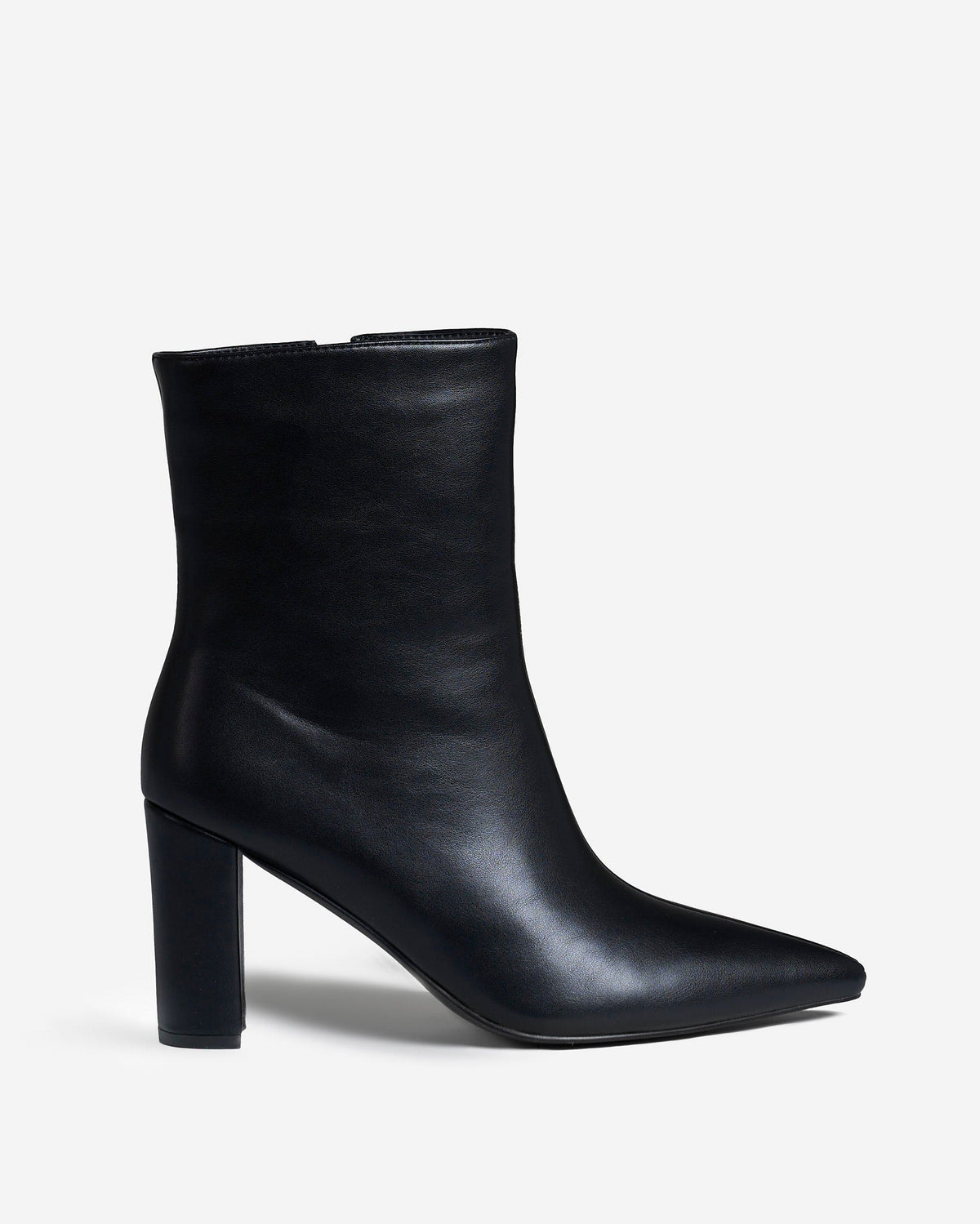 Women's 2 in 1 Knee & Ankle Leather Boots Pointed Toe Black