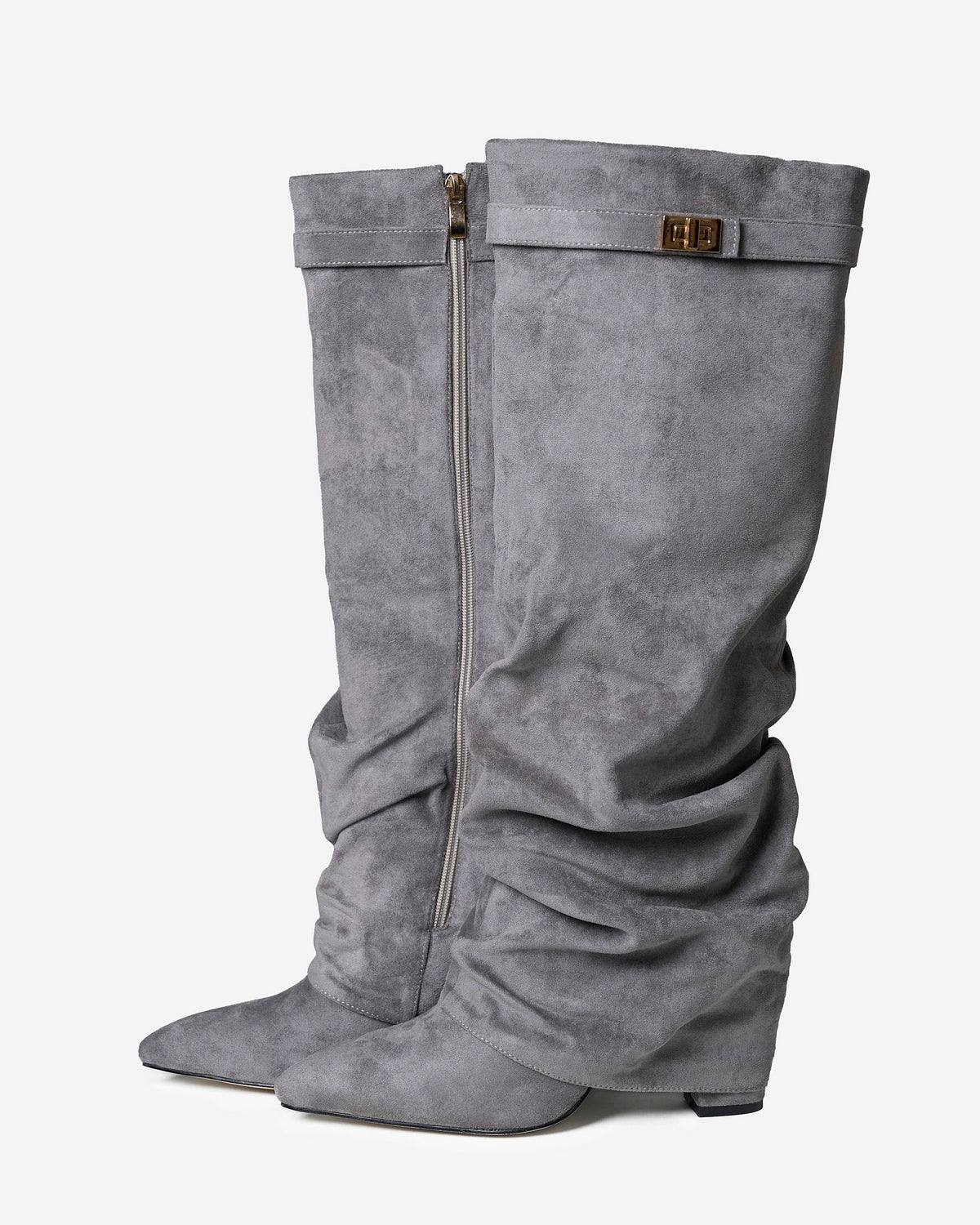 Lavista Slouchy Suede Knee High Boots Grey