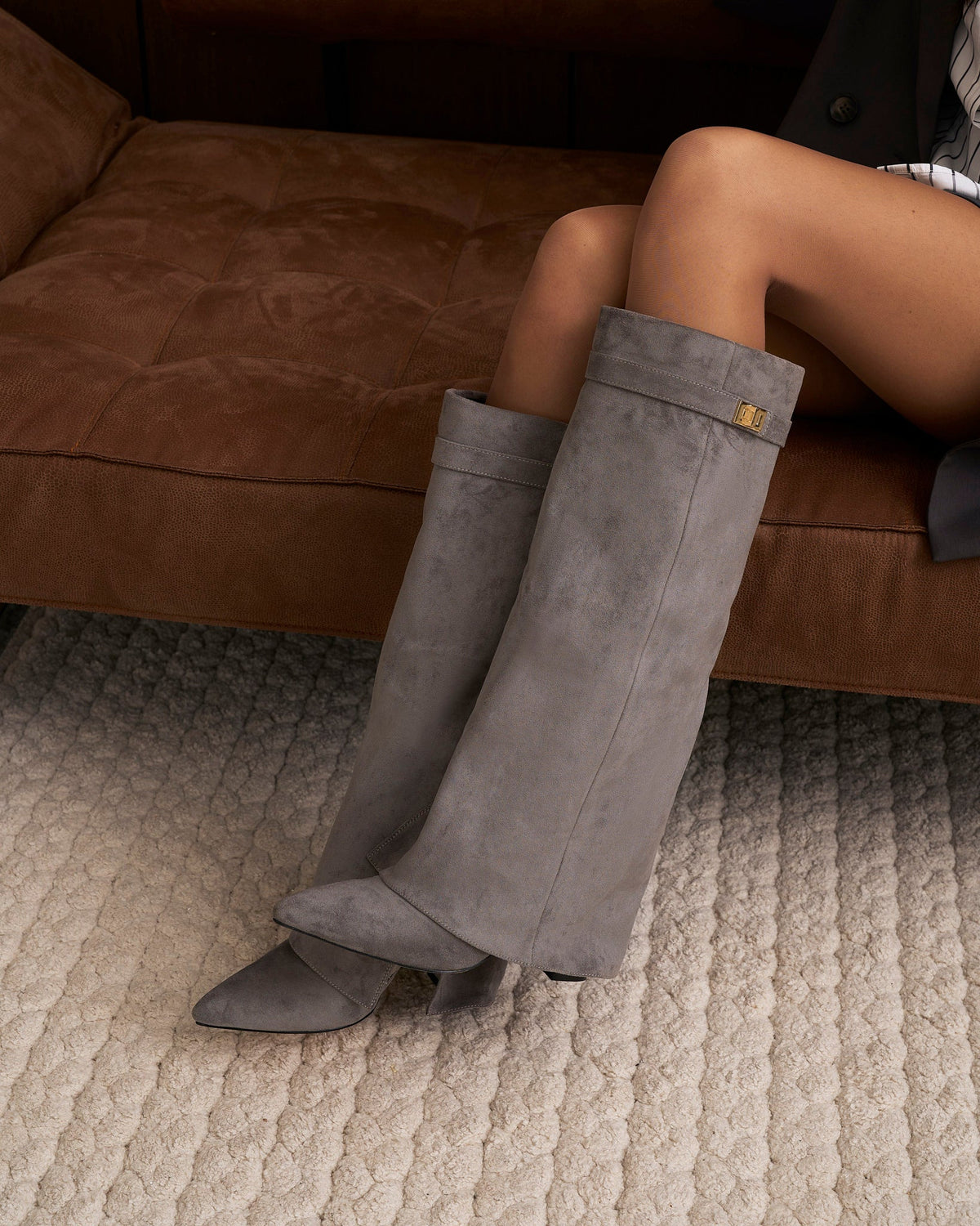 Women's Lavista Suede Knee High Boots Grey