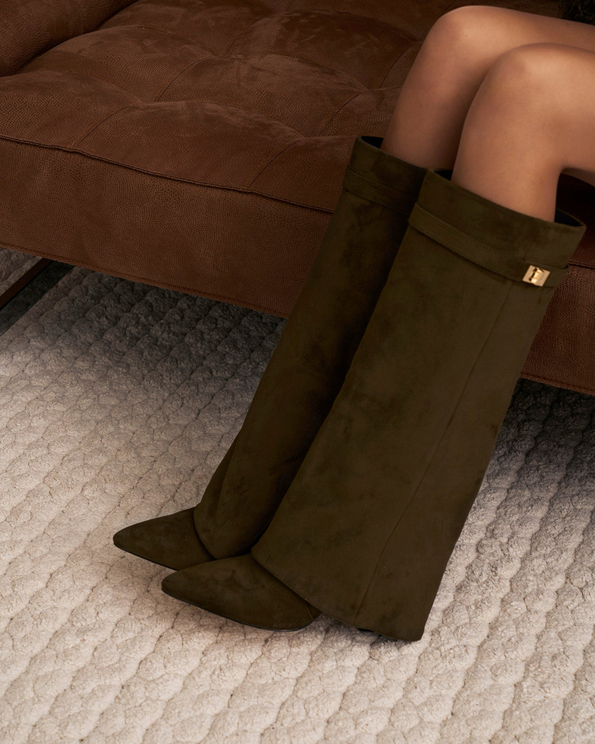 Women's Lavista Suede Knee High Boots Olive Green