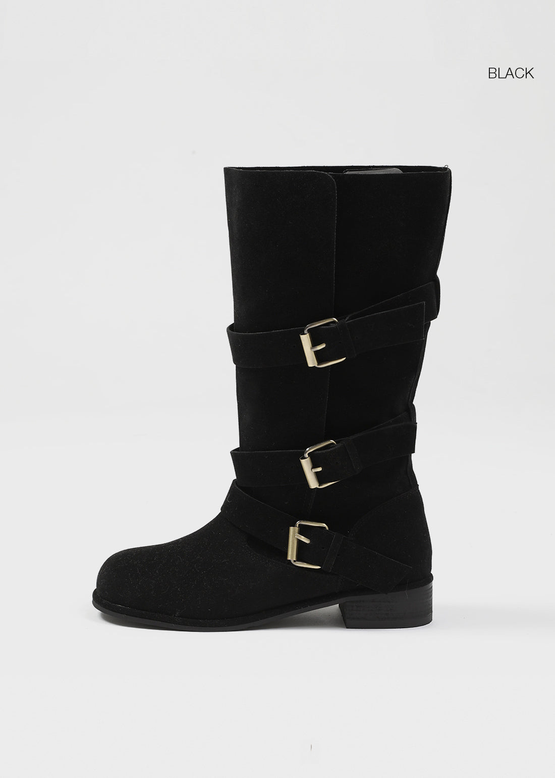 Women's Buckle Folding Suede Mid Boots