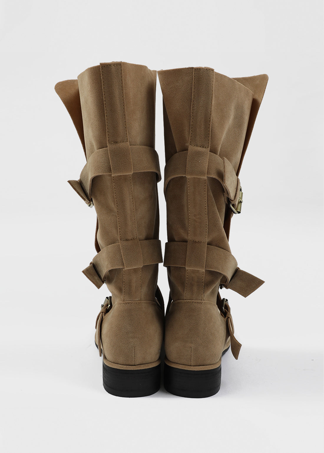 Women's Buckle Folding Suede Mid Boots