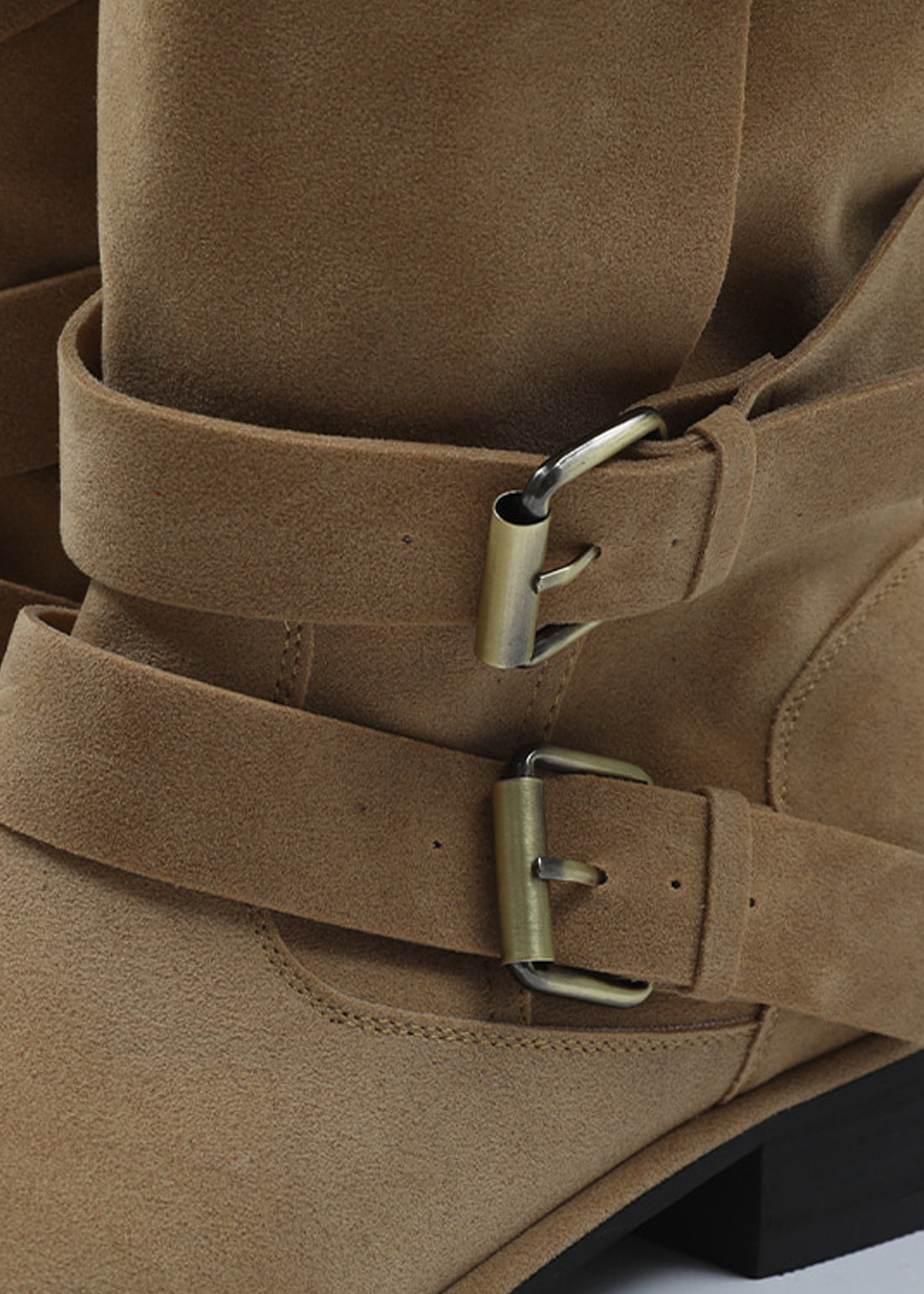 Women's Buckle Folding Suede Mid Boots