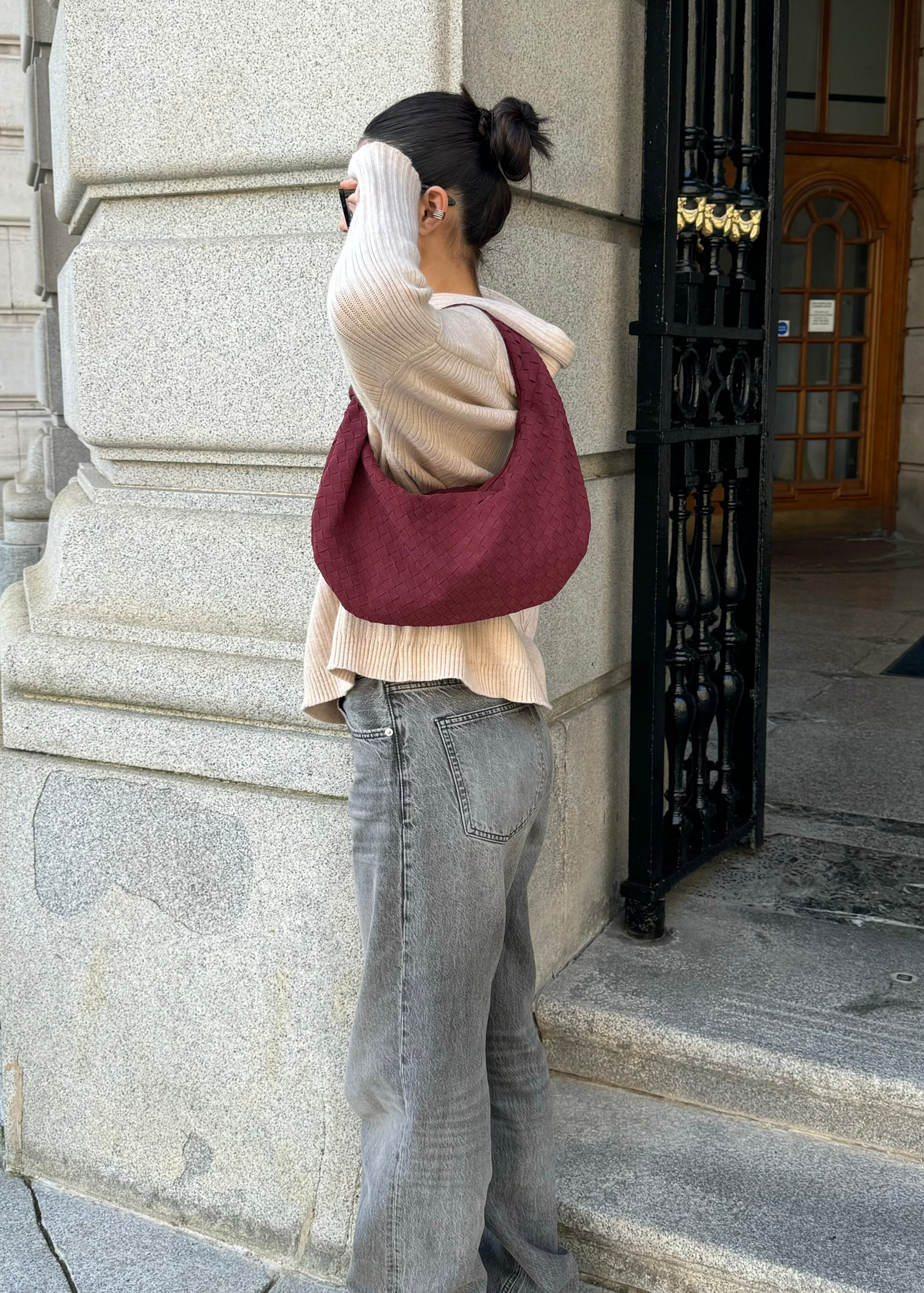 Silva Vegan Leather Shoulder Bag Burgundy