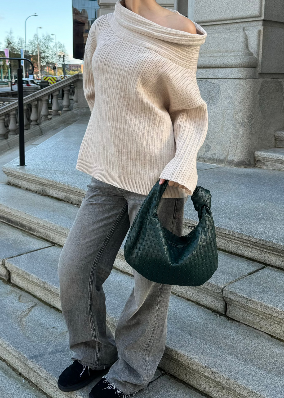 Silva Vegan Leather Shoulder Bag Dark Green