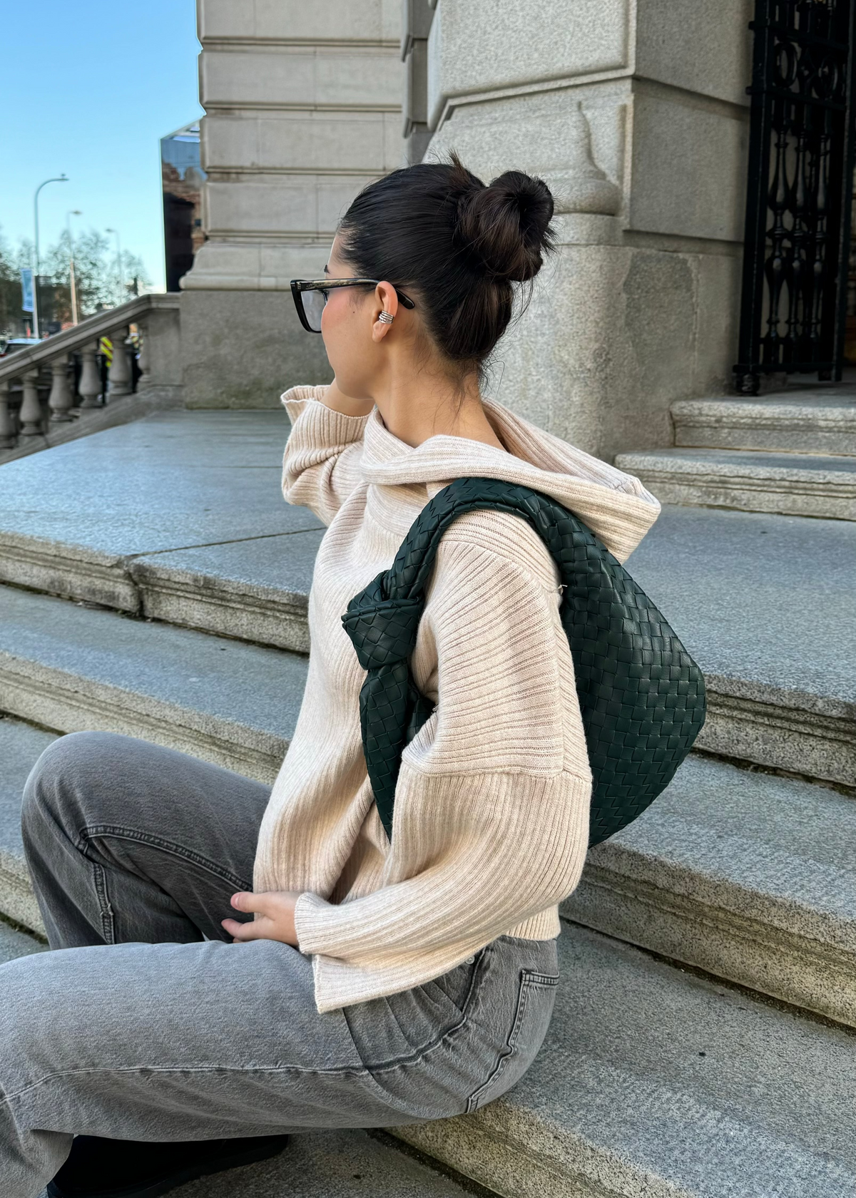 Silva Vegan Leather Shoulder Bag Dark Green
