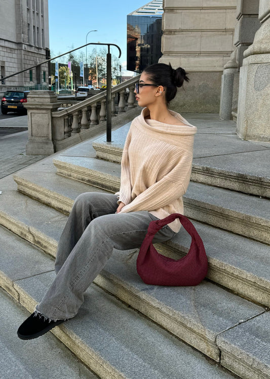 Silva Vegan Leather Shoulder Bag Burgundy