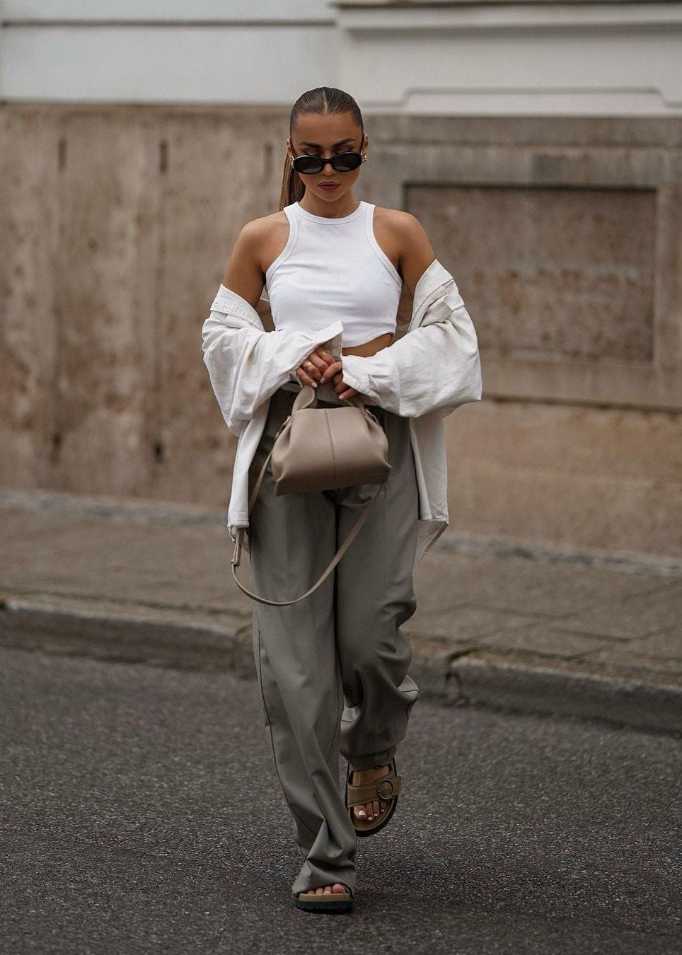 Lucinda Vegan Leather Shoulder Bag Taupe