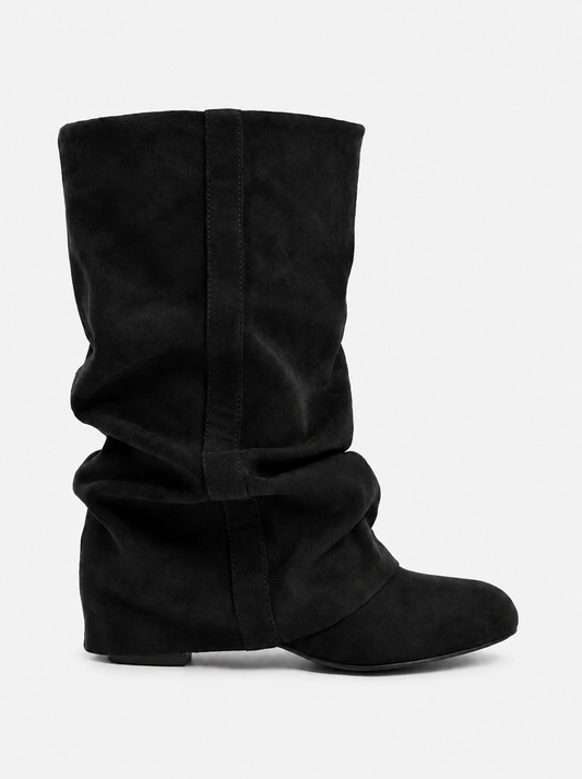 Emilia Slouchy Suede Boots Black