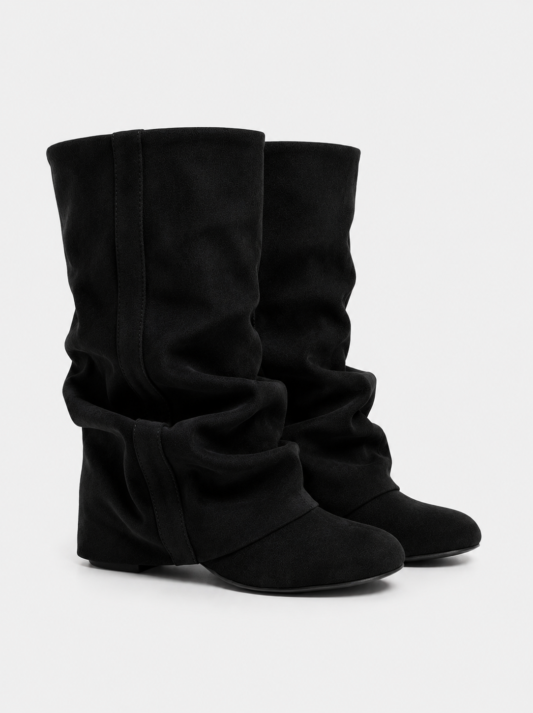 Emilia Slouchy Suede Boots Black