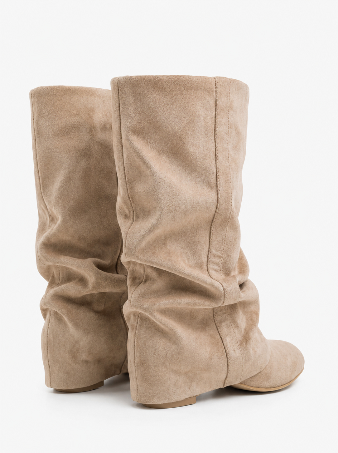 Emilia Slouchy Suede Boots Beige