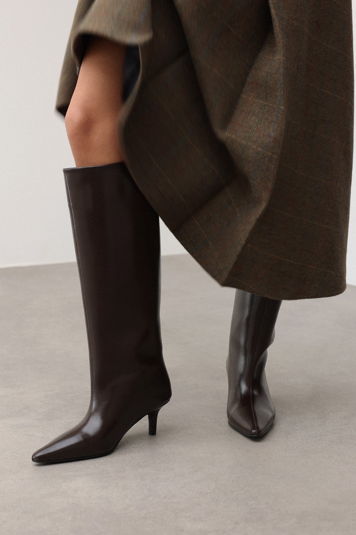 Women's Mona Leather Knee High Boots Dark Brown