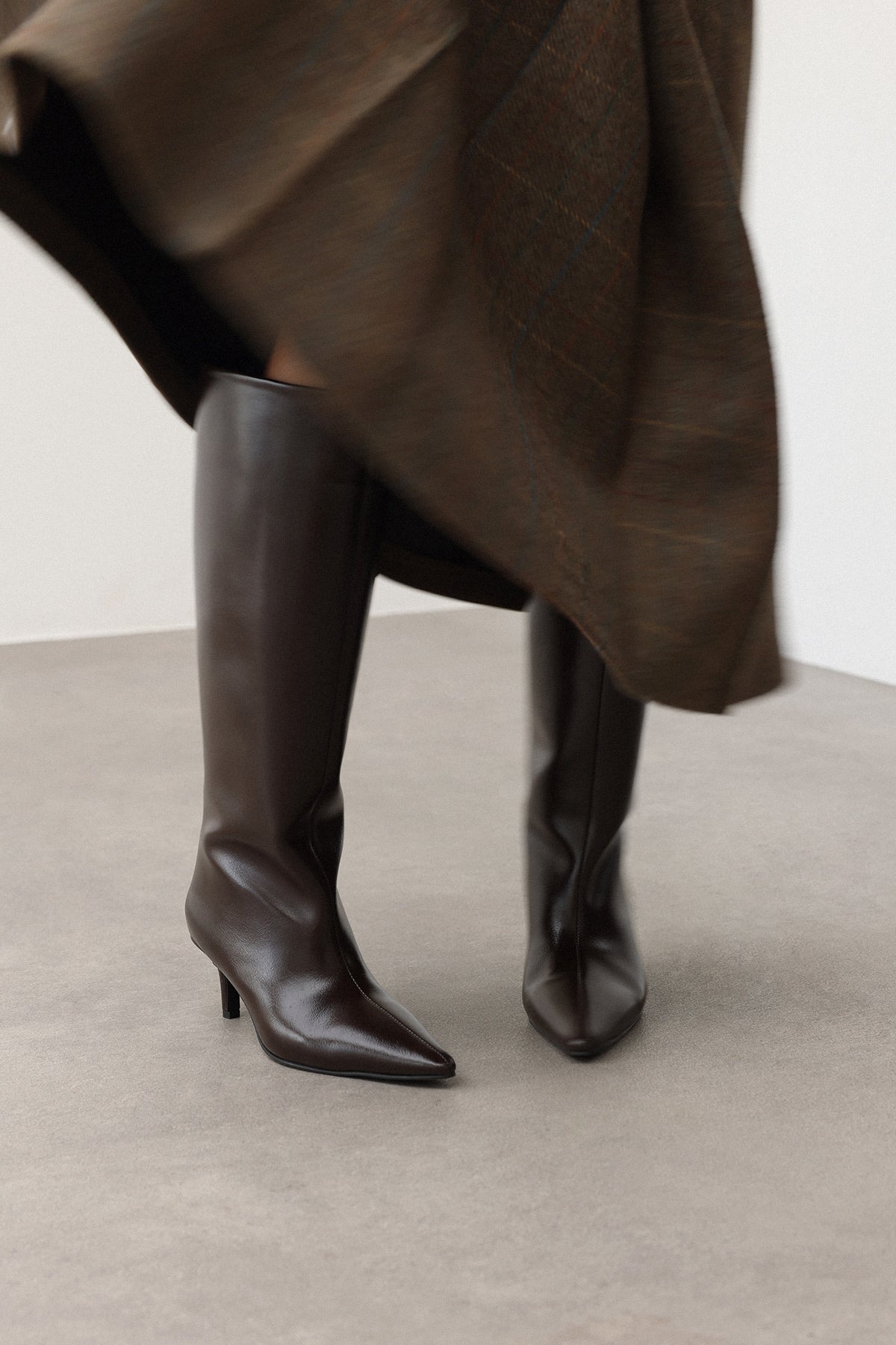 Women's Mona Leather Knee High Boots Dark Brown