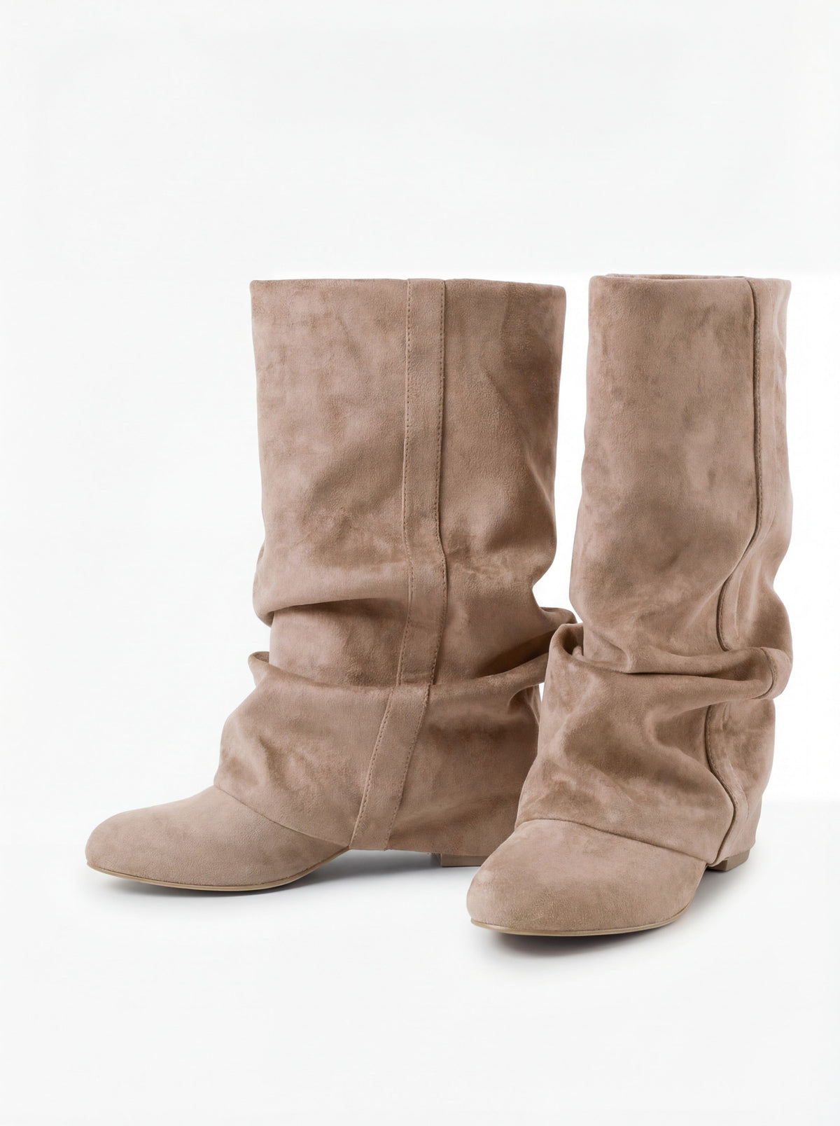 Emilia Slouchy Suede Boots Beige
