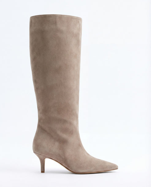 Women's Suede Knee High Boots Pointed Toe – Elodie Mercier
