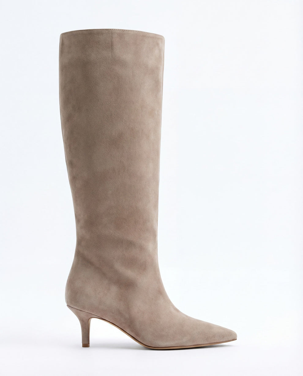 Women's Suede Knee High Boots Pointed Toe – Elodie Mercier