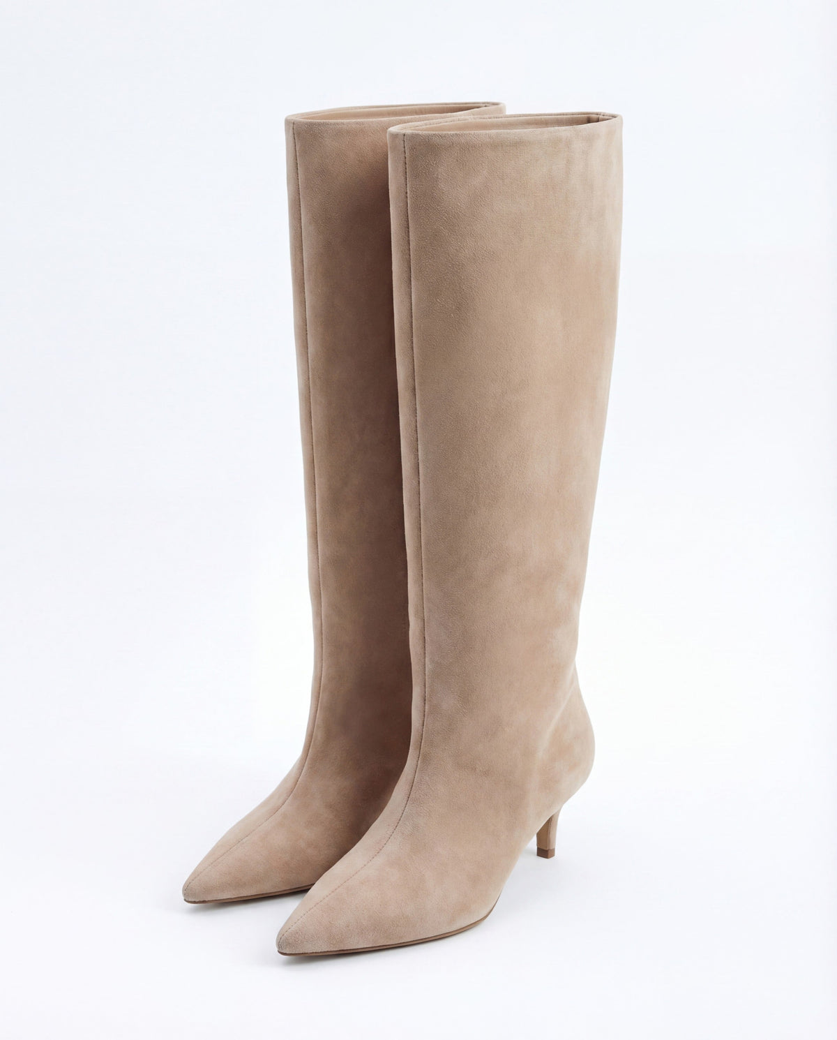 Women's Mona Suede Knee High Boots Pointed Toe Beige