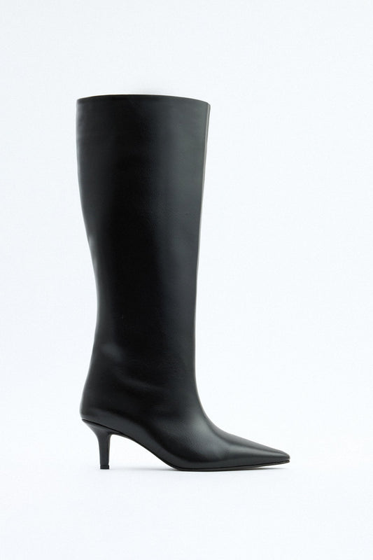 Women's Mona Leather Knee High Boots Black