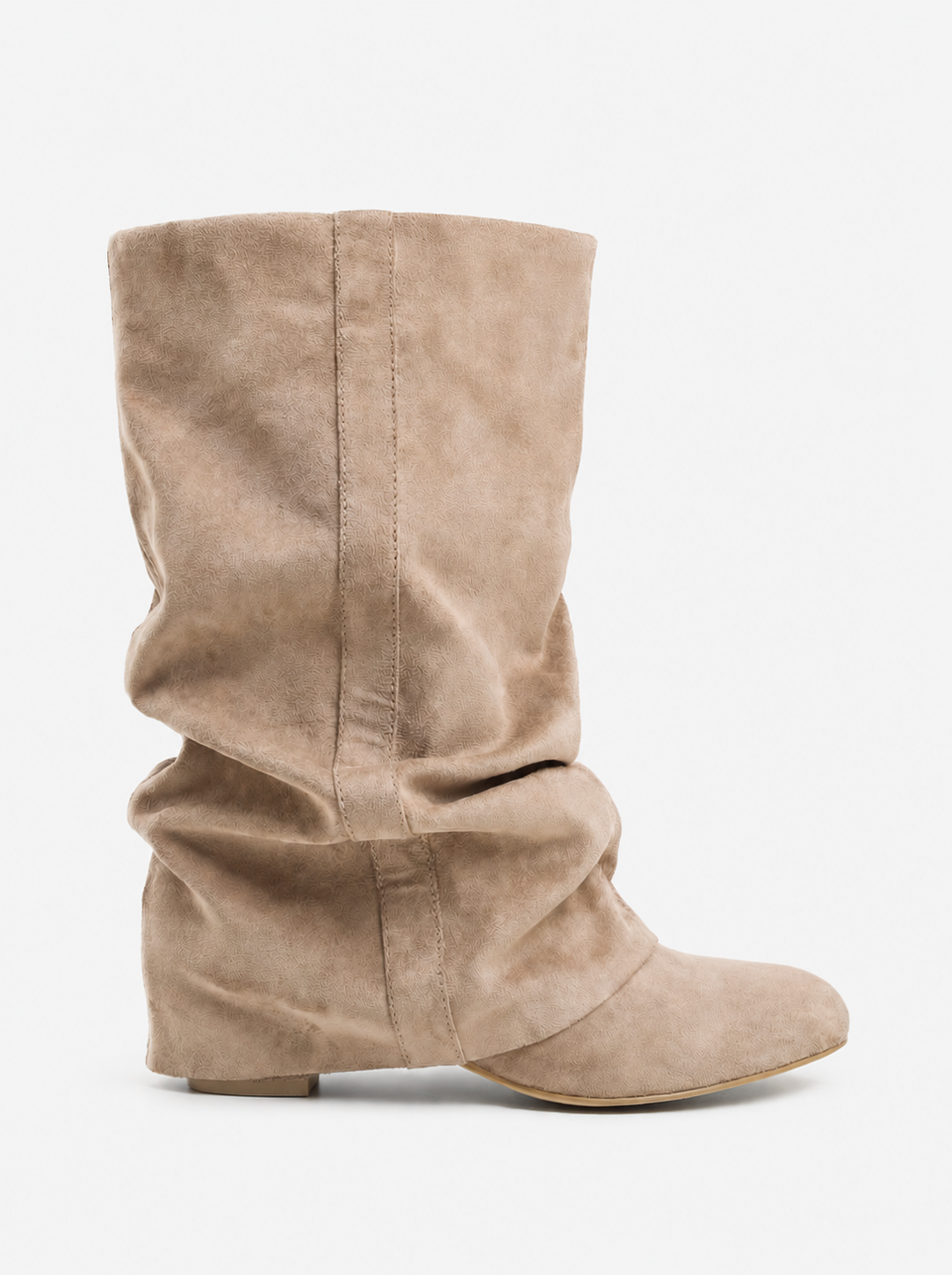 Emilia Slouchy Suede Boots Beige