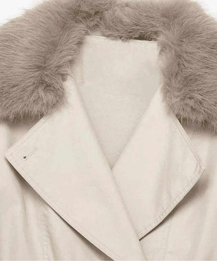 Women's Camille Faux Fur Trench Coat Creme