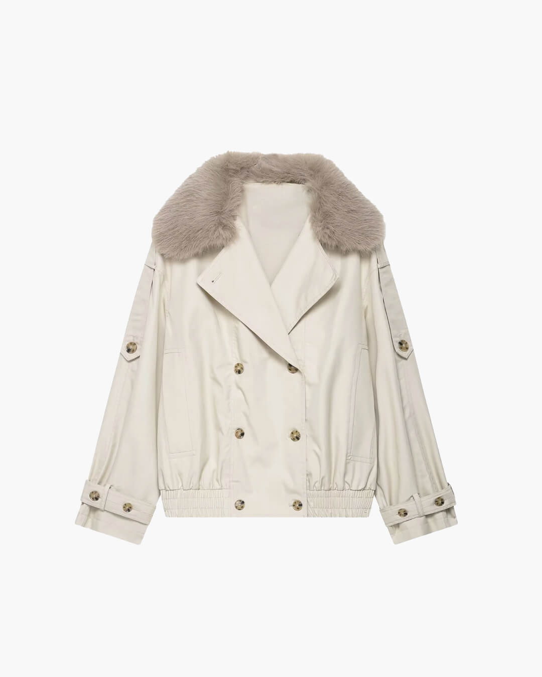 Women's Camille Faux Fur Trench Coat Creme