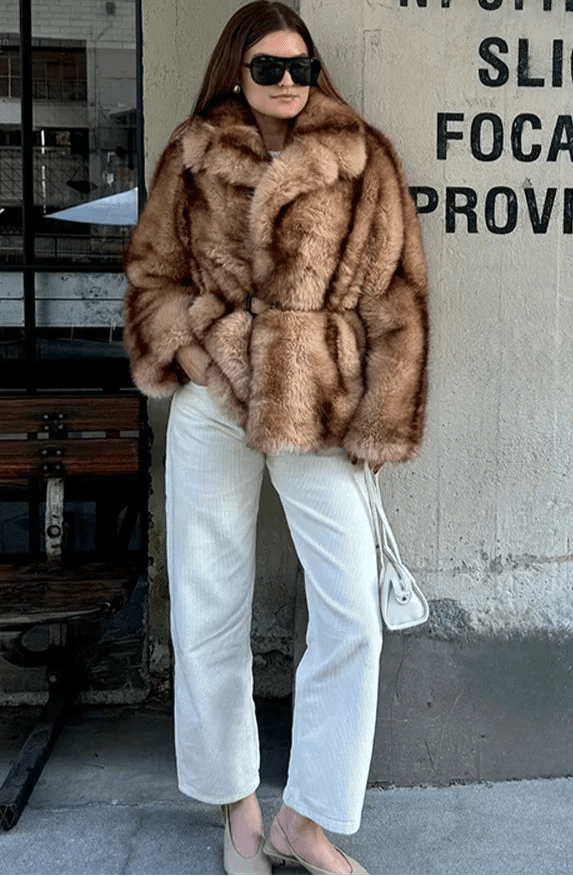 Women's Fiona Faux Fur Coat Brown